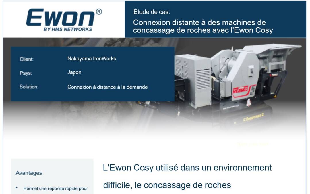 Connexion à des machines industrielles de concassage de roches pour la maintenance à distance avec l’Ewon Cosy