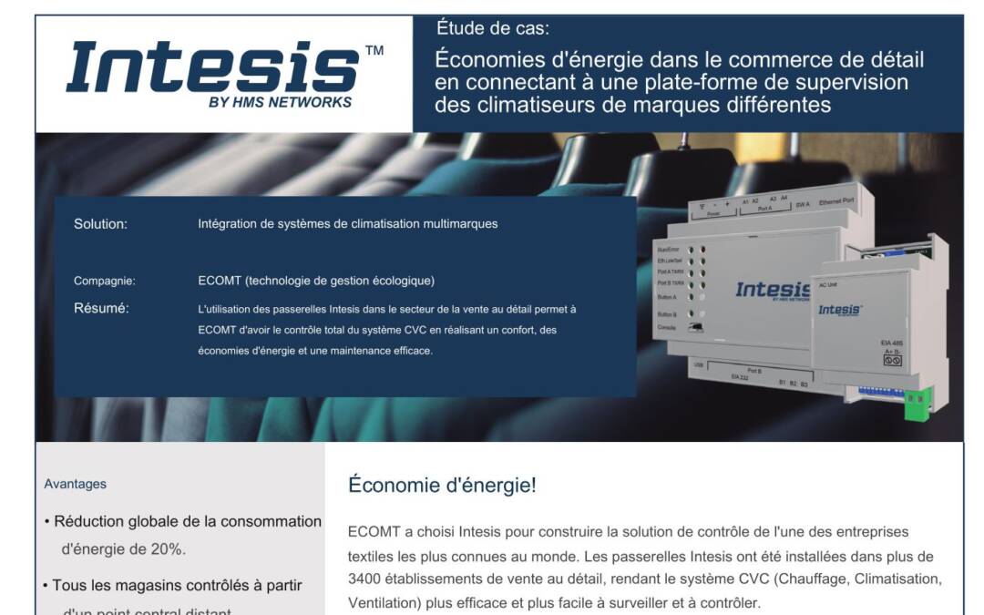 Contrôle à distance des systèmes de climatisation de 3400 magasins pour économiser l’énergie avec Intesis